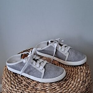 OluKai Womens‎ Pehuea Li Convertible Slide/Sneakers Beige Knit Lace-Up S-9.5